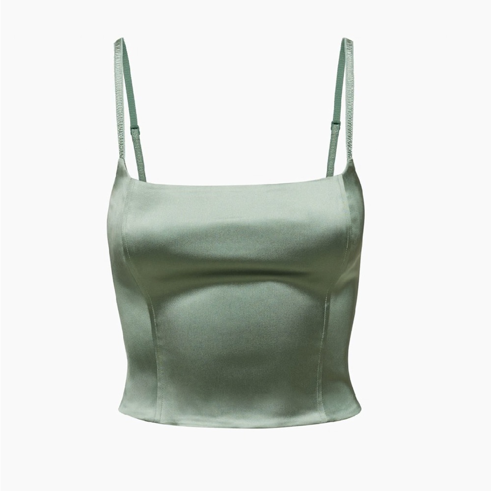 Aritzia Wilfred Lovefest Satin Bustier - Sage Green
